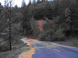 Slides close road access and contribure sediment to the Trinity River Slides close road access and contribure sediment to the Trinity River